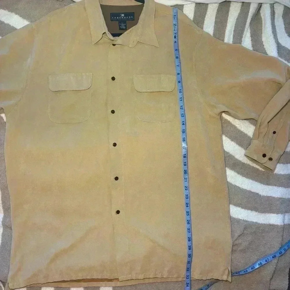 Consensus Sportswear Suede Look Men’s Tan Button Up Size XLT - Picture 8 of 8